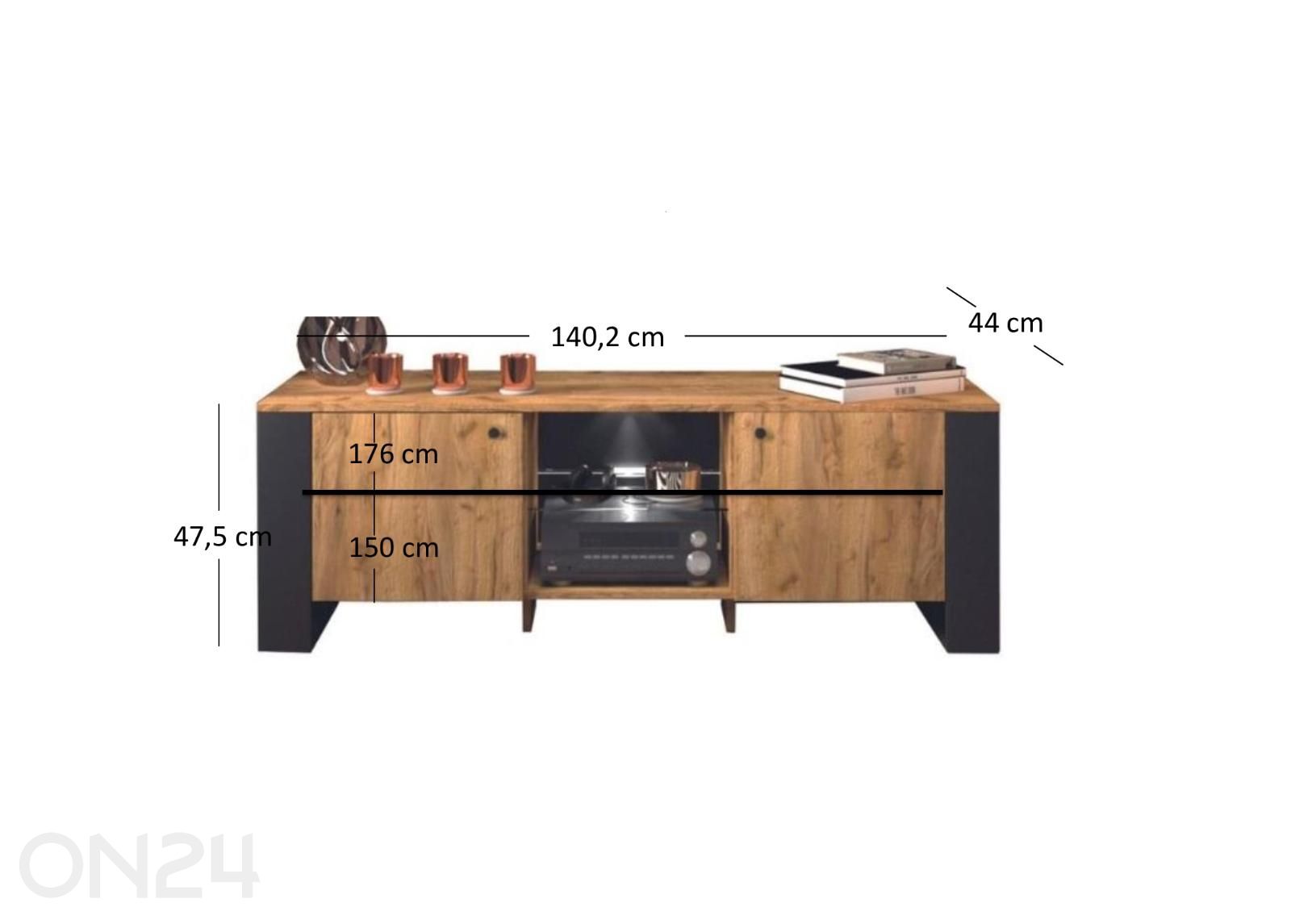 TV-taso Wood 140,2 cm kuvasuurennos mitat