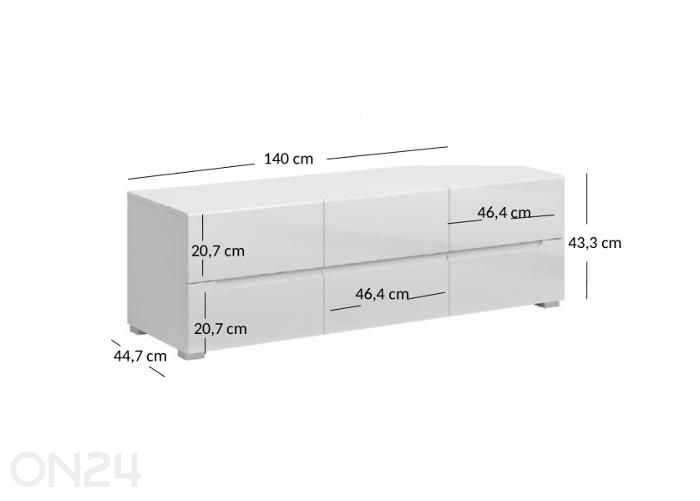 TV-taso Yolk 140 cm kuvasuurennos mitat