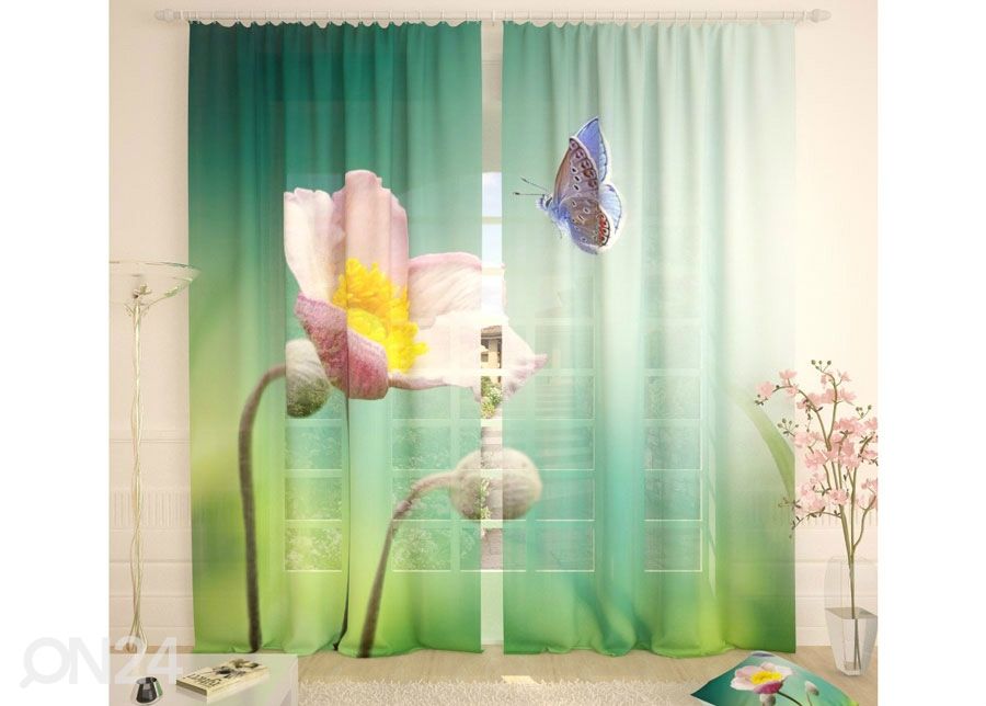 Tylliverho Flower and Butterfly 400x260 cm kuvasuurennos