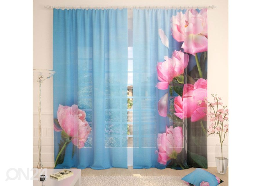 Tylliverho Fresh Pink Pions 400x260 cm kuvasuurennos