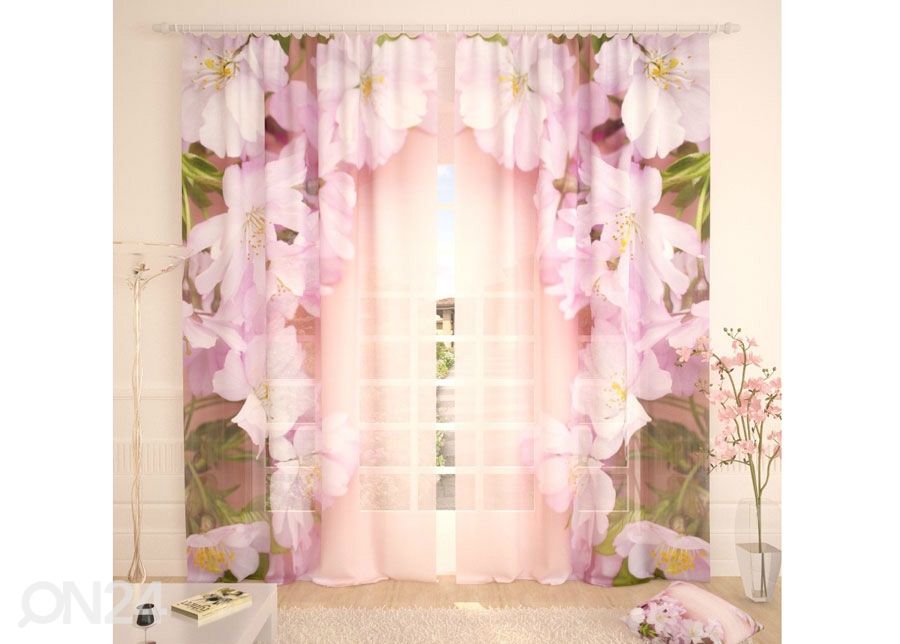 Tylliverho Pink Cherry Flowers 400x260 cm kuvasuurennos