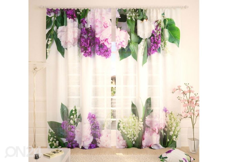 Tylliverho Pions, Lily and Lilac 400x260 cm kuvasuurennos