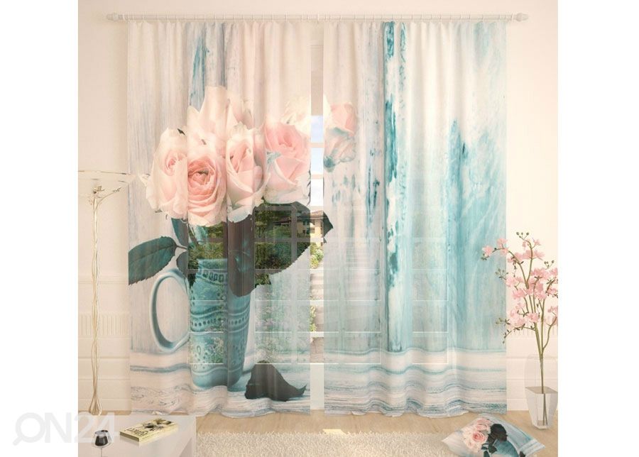 Tylliverho White Roses 400x260 cm kuvasuurennos