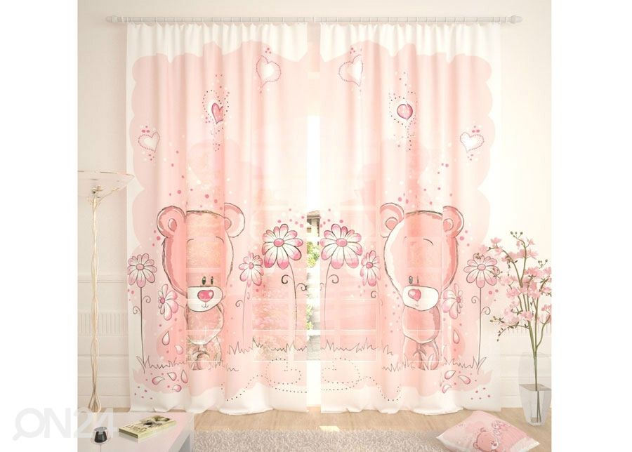 Tylliverhot Pink Bears 400x260 cm kuvasuurennos
