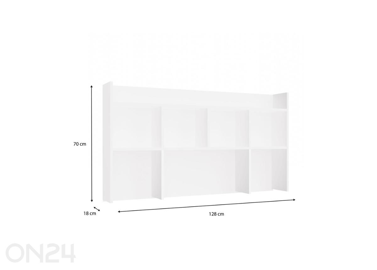 Työpöydän hyllykkö 130 cm kuvasuurennos mitat