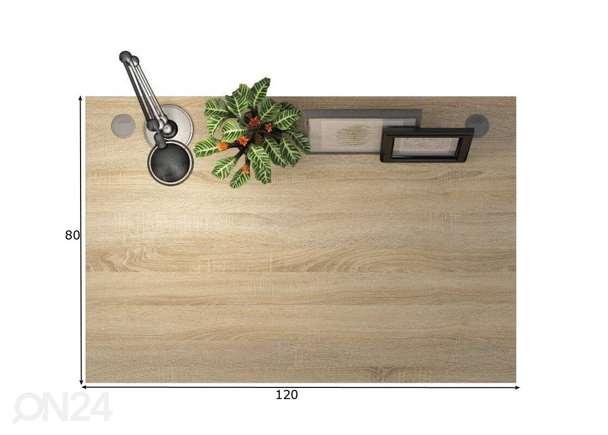 Työpöydän kansilevy Prima 120 cm kuvasuurennos mitat