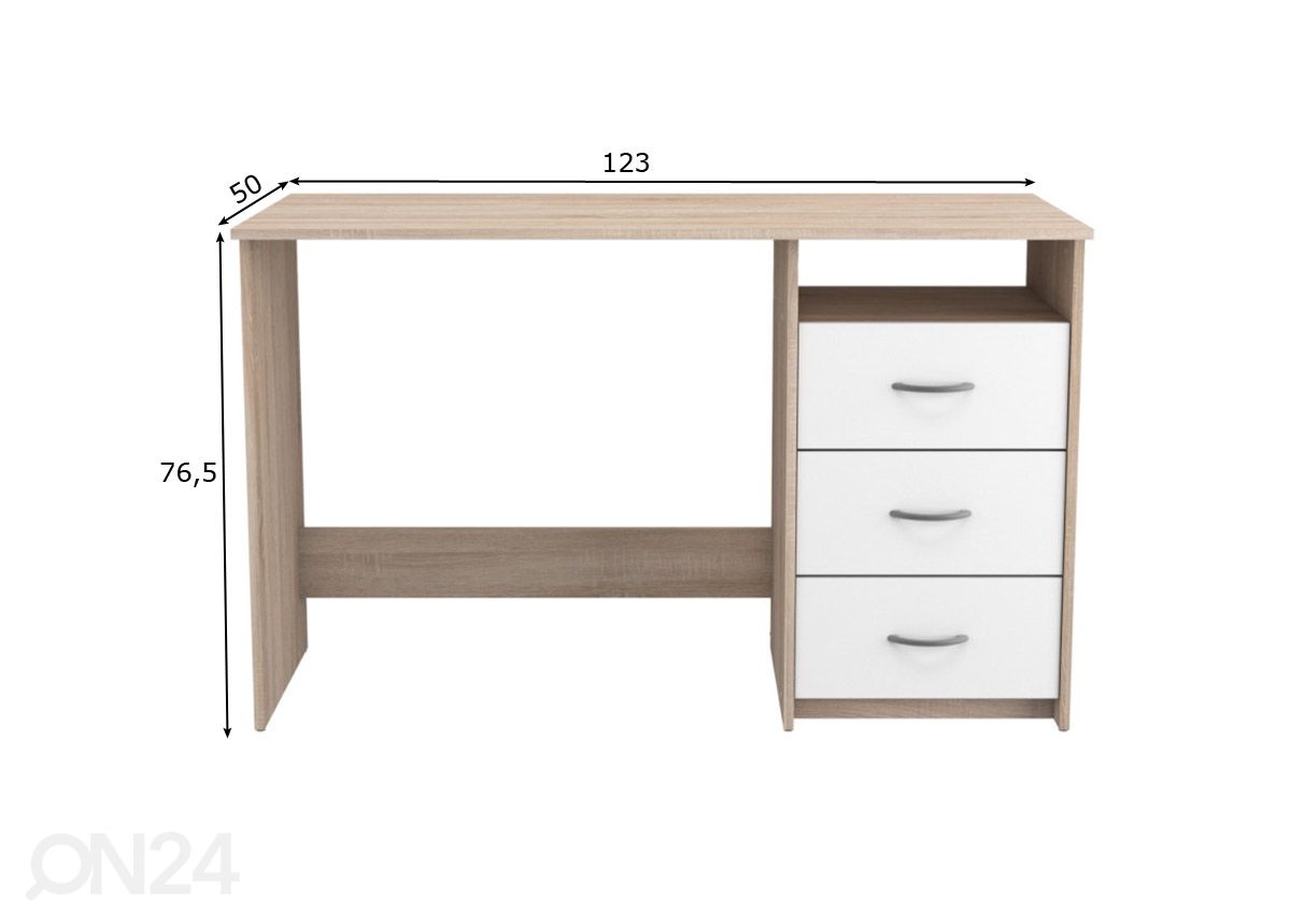Työpöytä Aristote 123 cm kuvasuurennos mitat