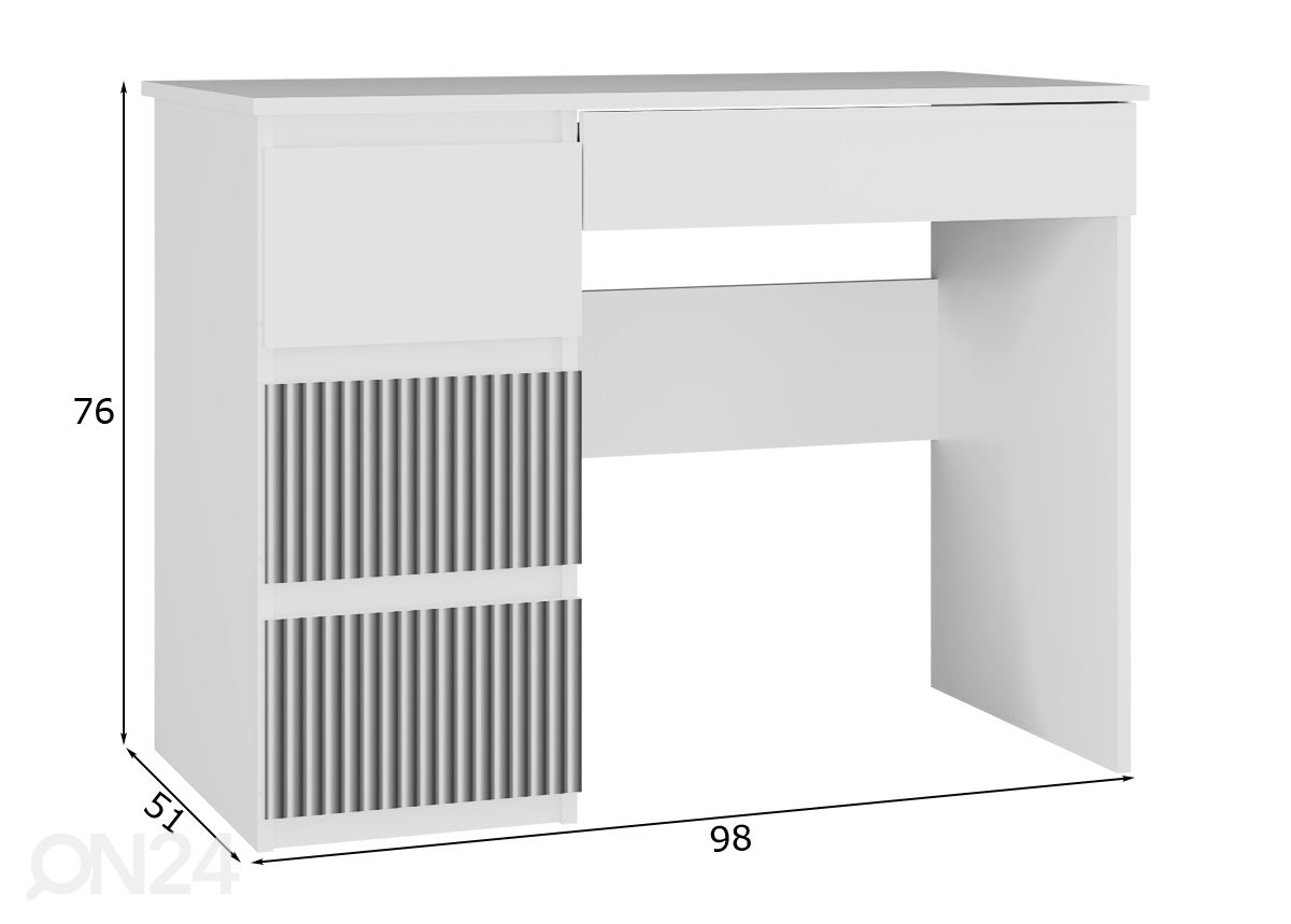 Työpöytä Arti II 98 cm kuvasuurennos mitat