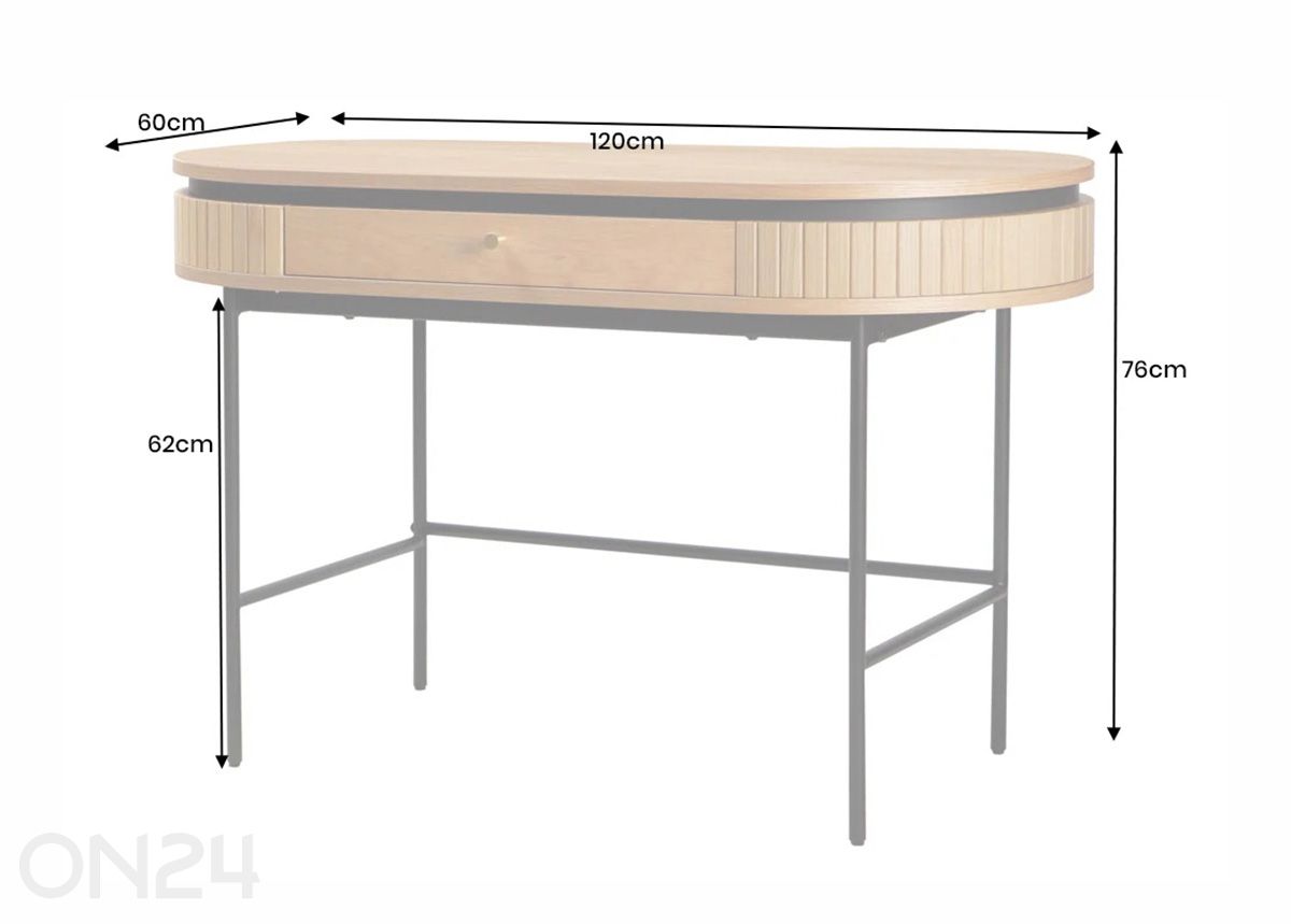 Työpöytä Atelier 120 cm kuvasuurennos mitat
