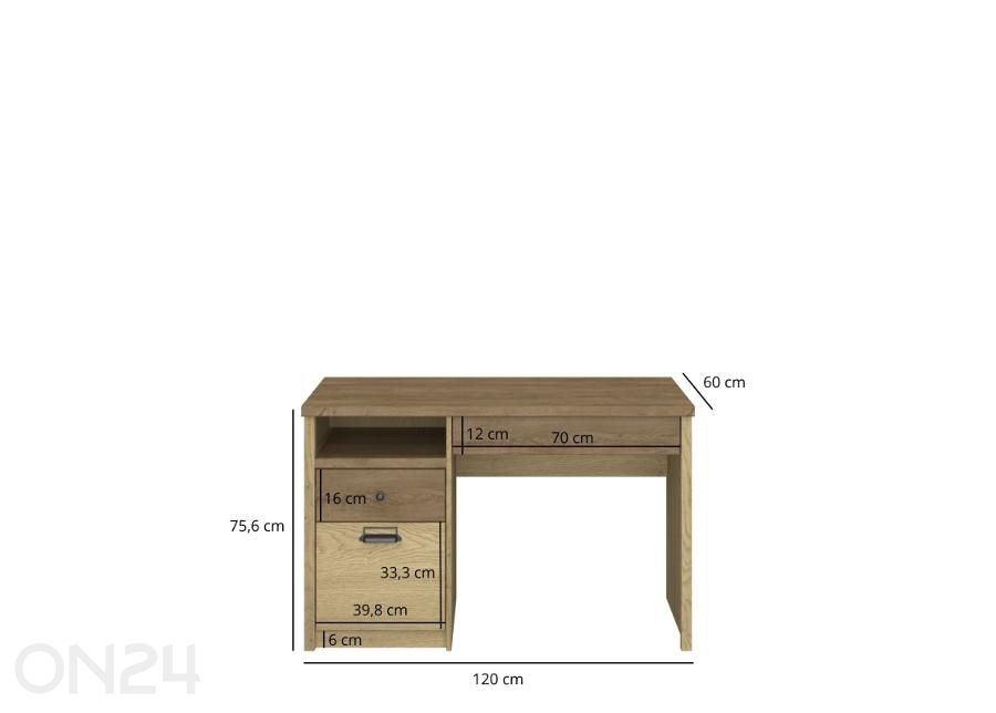 Työpöytä Denzel 120 cm kuvasuurennos mitat