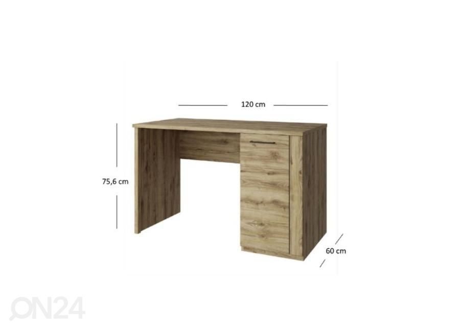 Työpöytä Doorset 120 cm kuvasuurennos mitat
