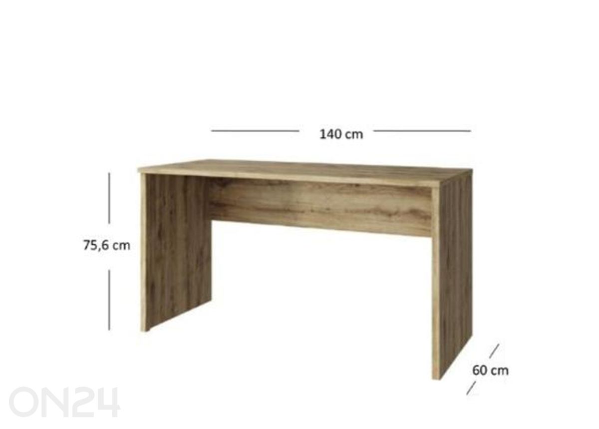 Työpöytä Doorset 140 cm kuvasuurennos mitat