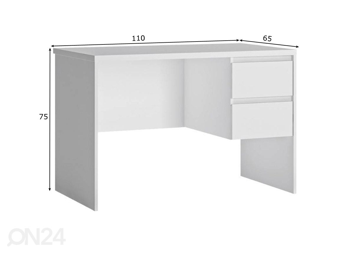 Työpöytä Fribo 110 cm kuvasuurennos mitat