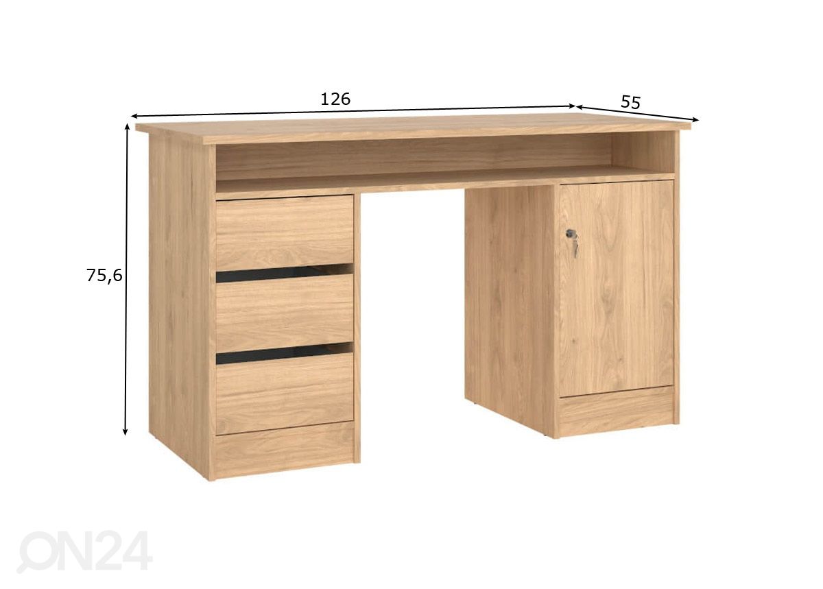 Työpöytä Function 126 cm kuvasuurennos mitat
