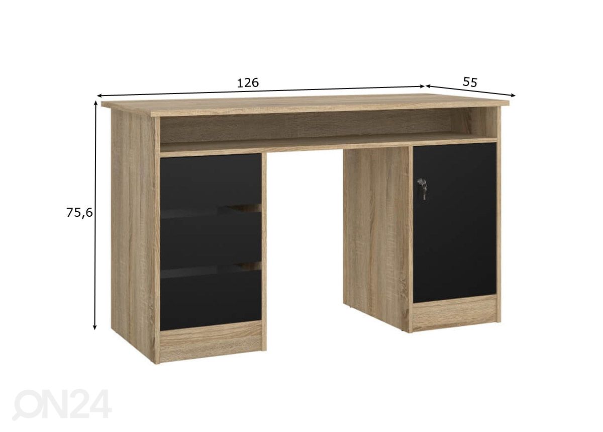 Työpöytä Function 126 cm kuvasuurennos mitat