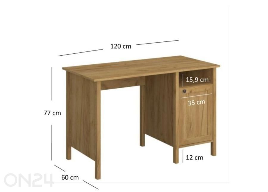 Työpöytä Klark 120 cm kuvasuurennos mitat