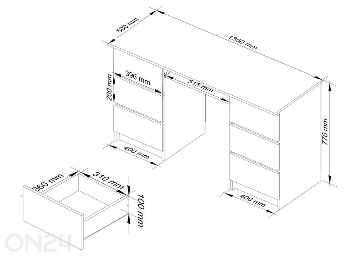 Työpöytä Pompei kuvasuurennos mitat