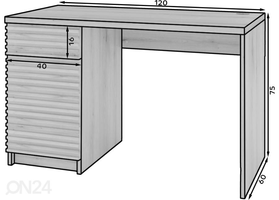 Työpöytä Ruse 120 cm kuvasuurennos mitat