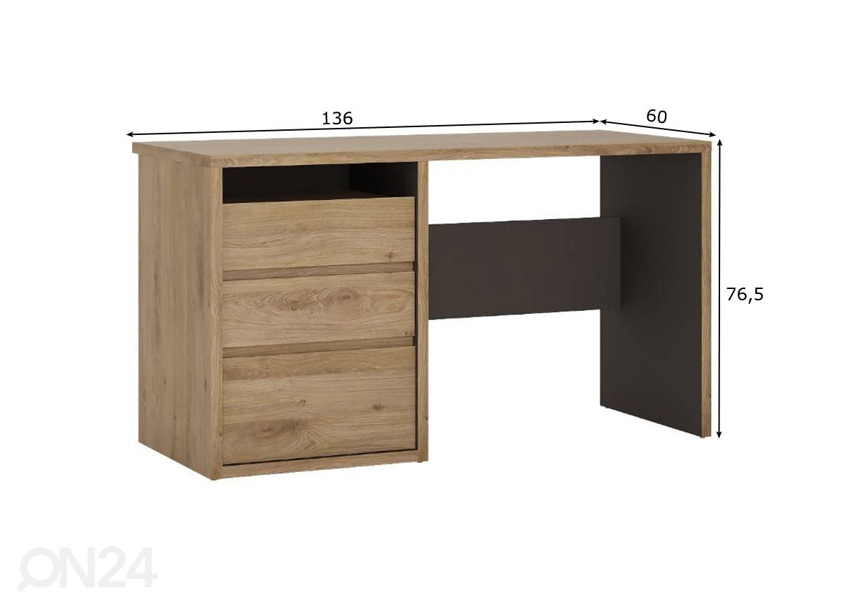 Työpöytä Shetland 136 cm kuvasuurennos mitat