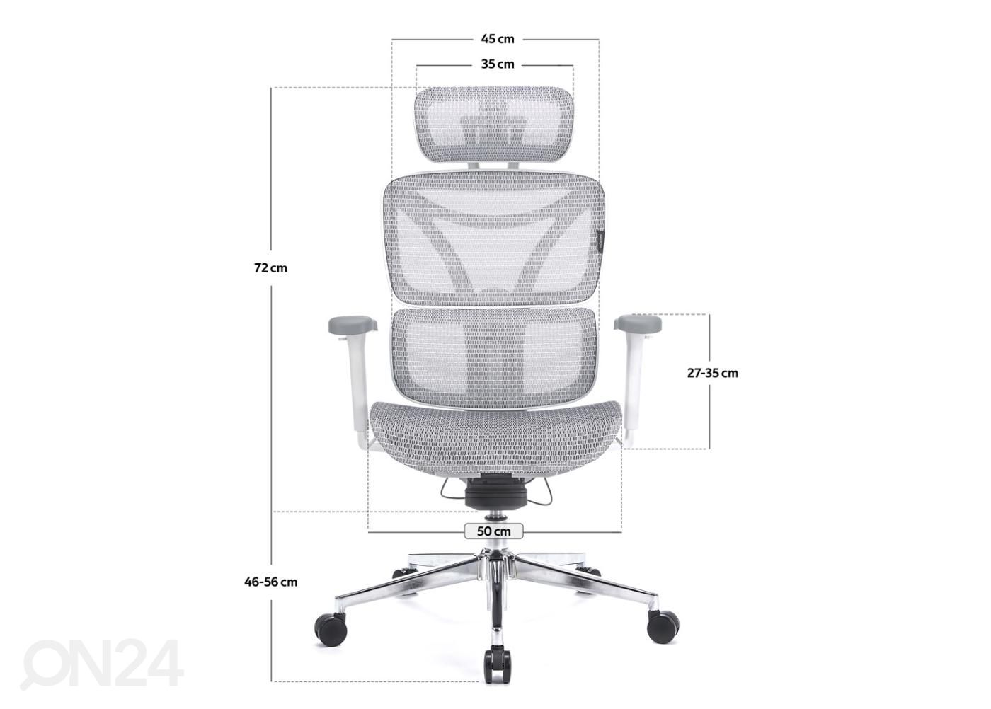 Työtuoli Control Pro White kuvasuurennos mitat