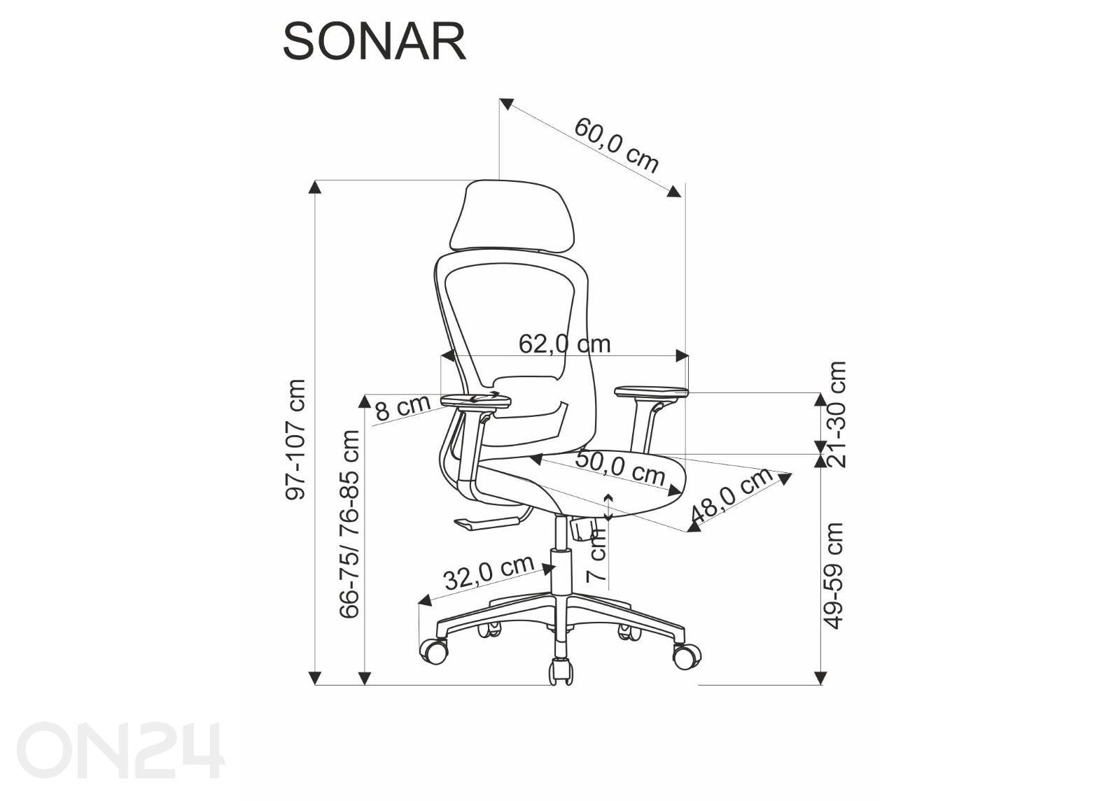 Työtuoli Sonar kuvasuurennos mitat
