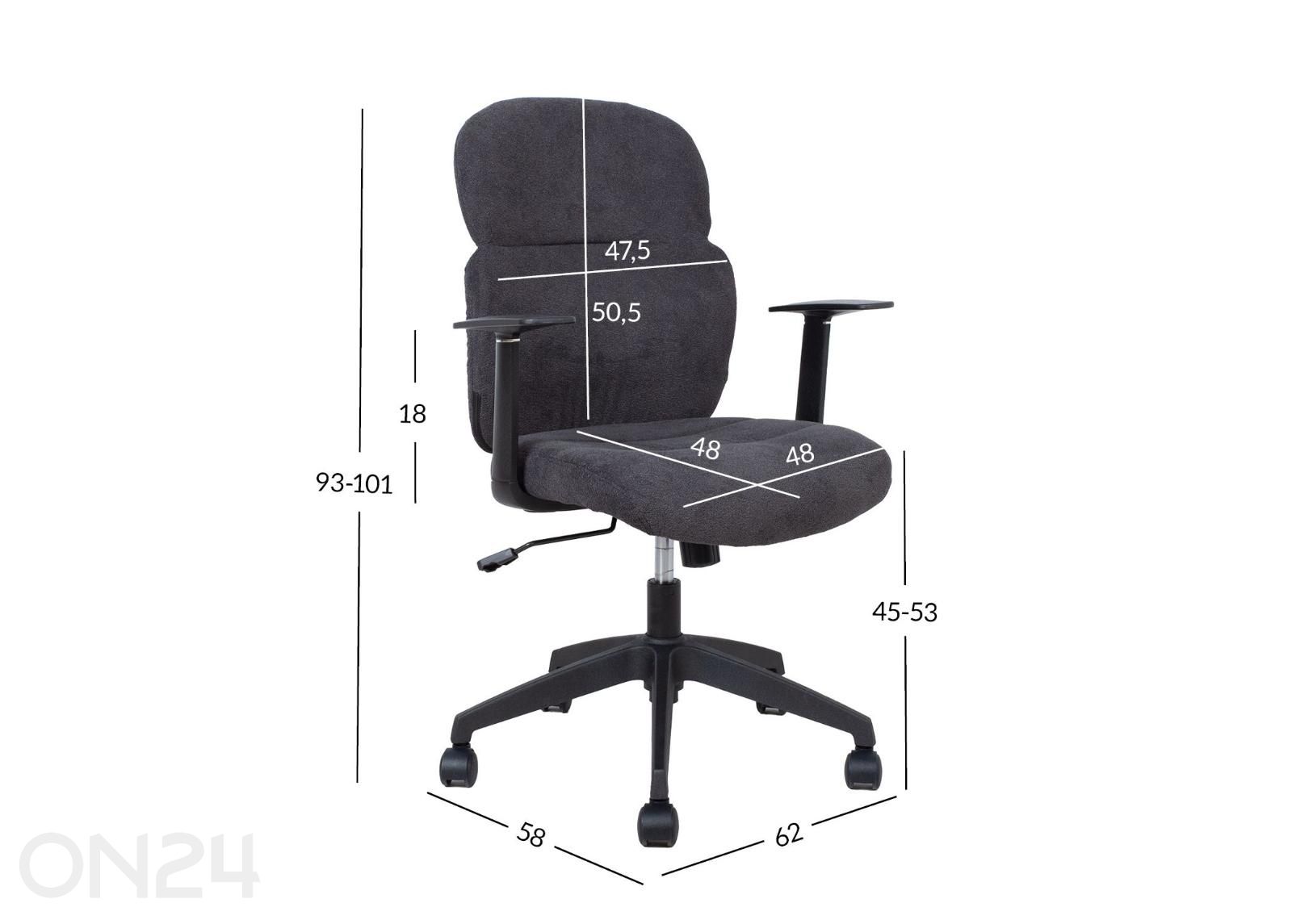 Työtuoli STimeo kuvasuurennos mitat