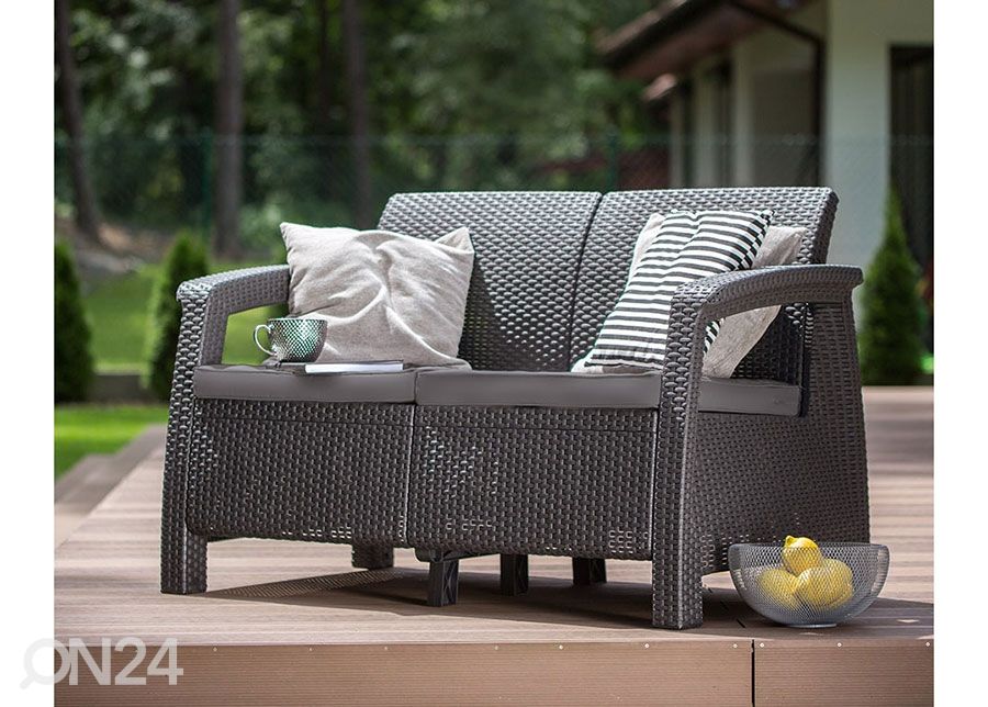 Ulkosohva Keter Corfu, Loveseat kahdelle, ruskea kuvasuurennos