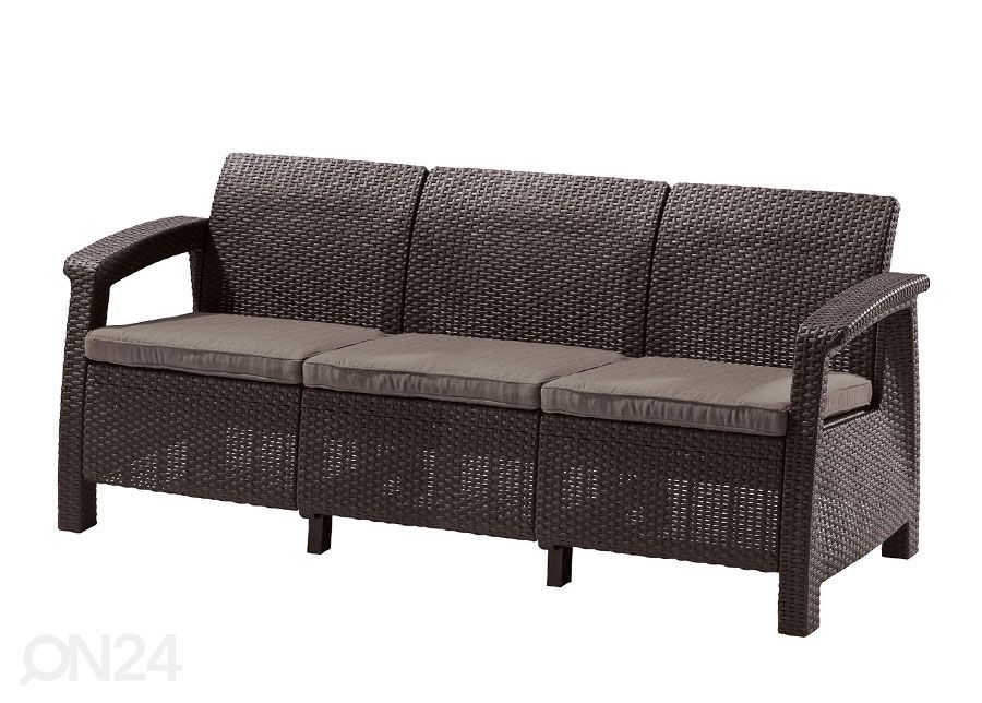 Ulkosohva Keter Corfu Loveseat kolmelle, ruskea kuvasuurennos
