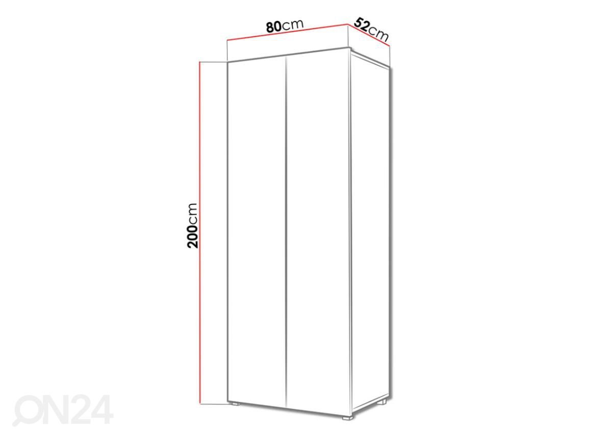 Vaatekaappi 80 cm kuvasuurennos mitat
