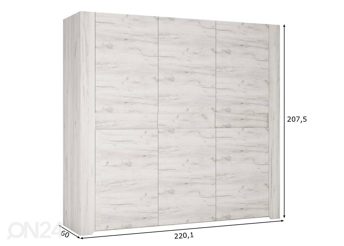 Vaatekaappi Angel 220 cm kuvasuurennos mitat