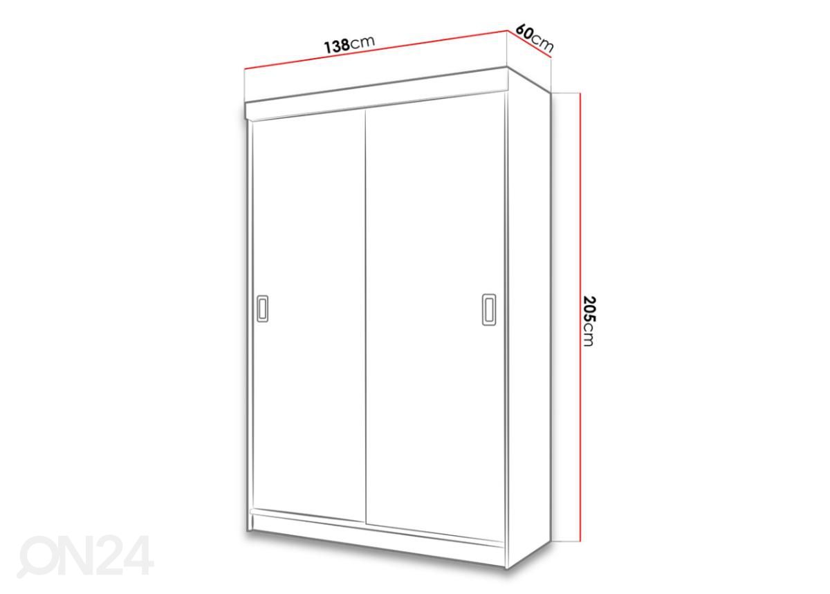 Vaatekaappi Bill 01 + LED kuvasuurennos mitat