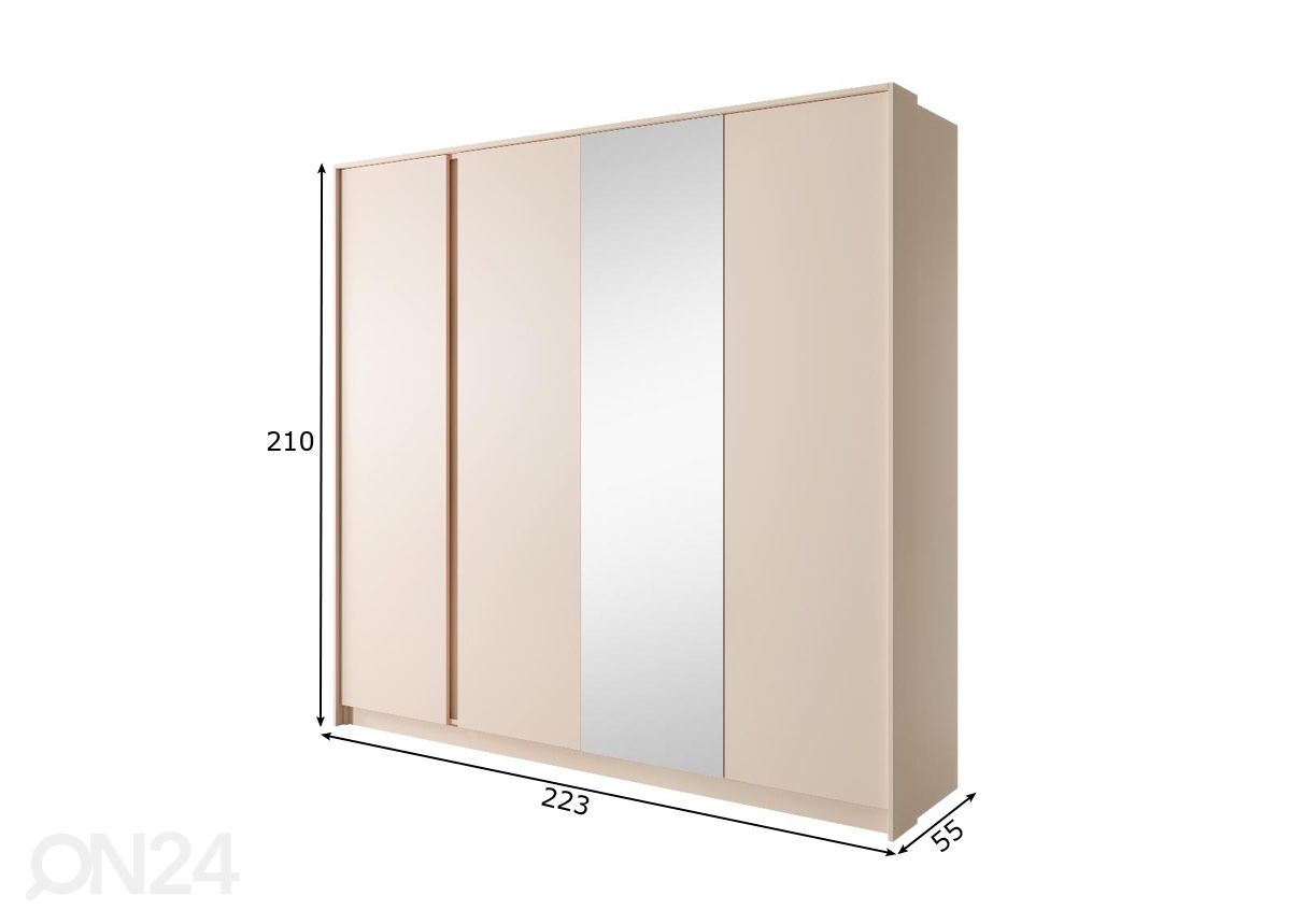 Vaatekaappi Dast I 223 cm, beige kuvasuurennos mitat