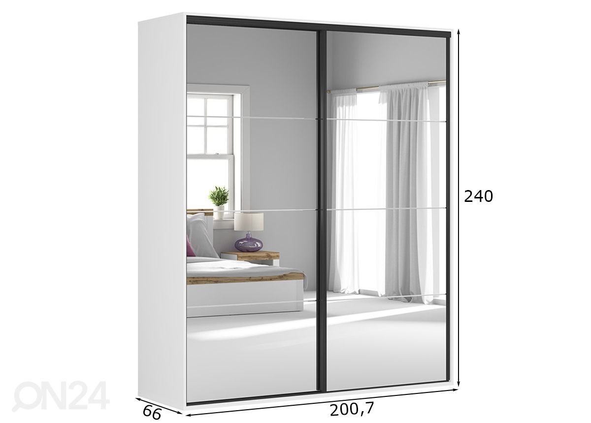Vaatekaappi Franka 200 cm kuvasuurennos mitat