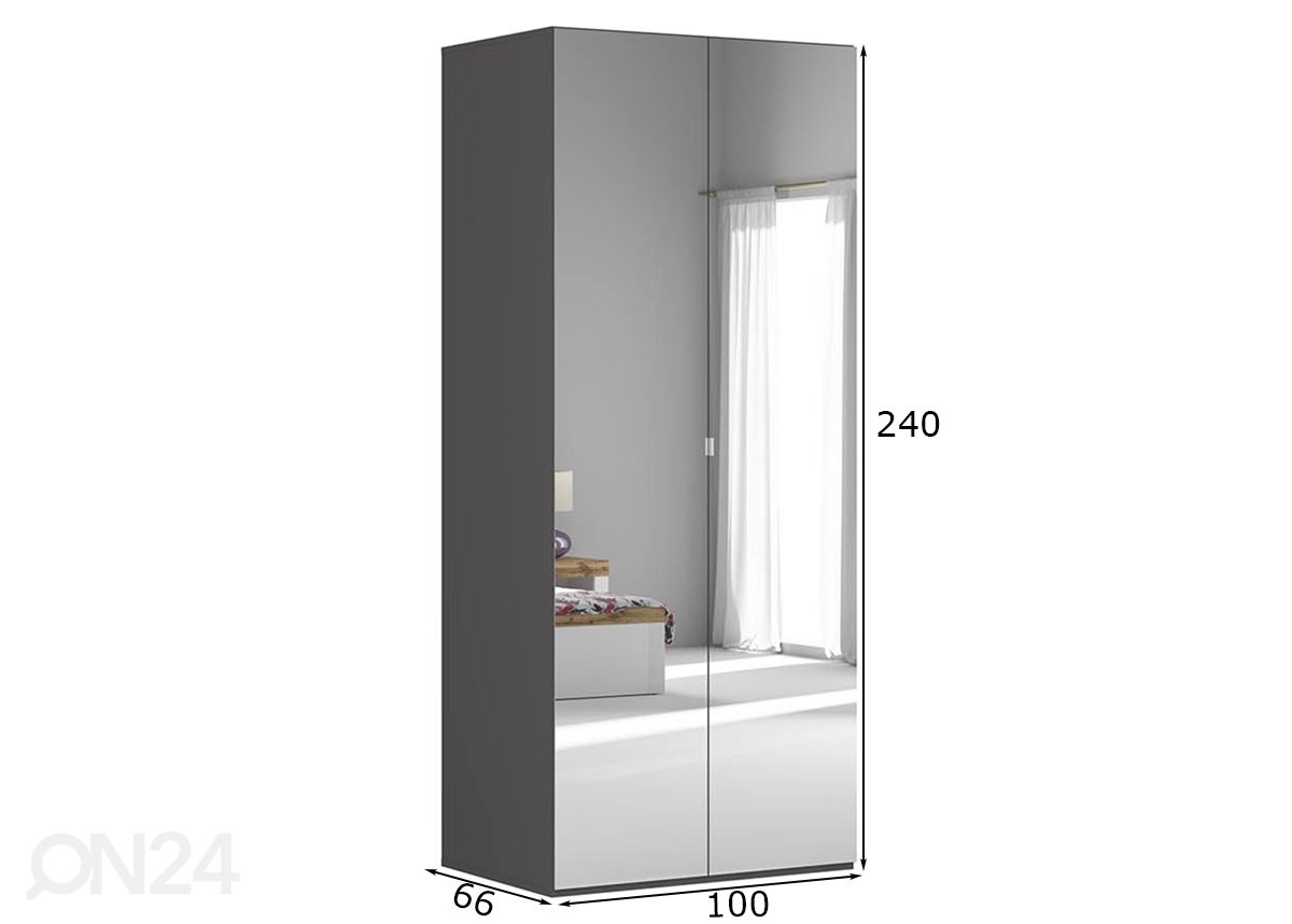 Vaatekaappi Gia 100 cm kuvasuurennos mitat