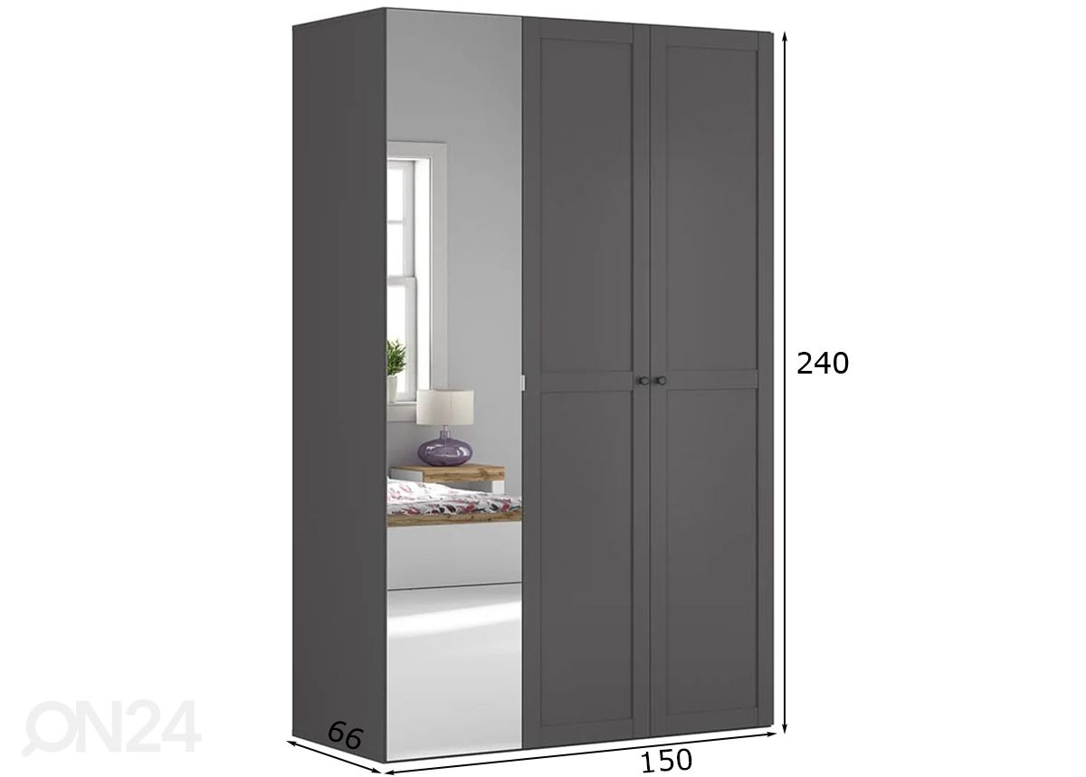 Vaatekaappi Gia 150 cm kuvasuurennos mitat