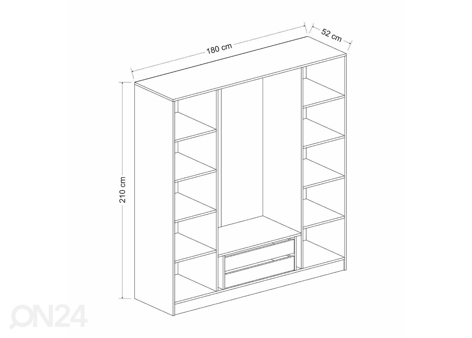 Vaatekaappi Glass 180 cm kuvasuurennos mitat