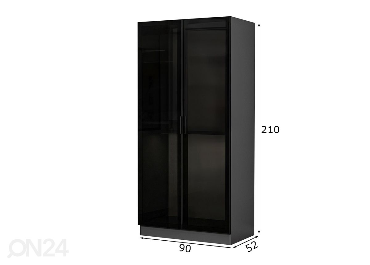 Vaatekaappi Glass 90 cm kuvasuurennos mitat