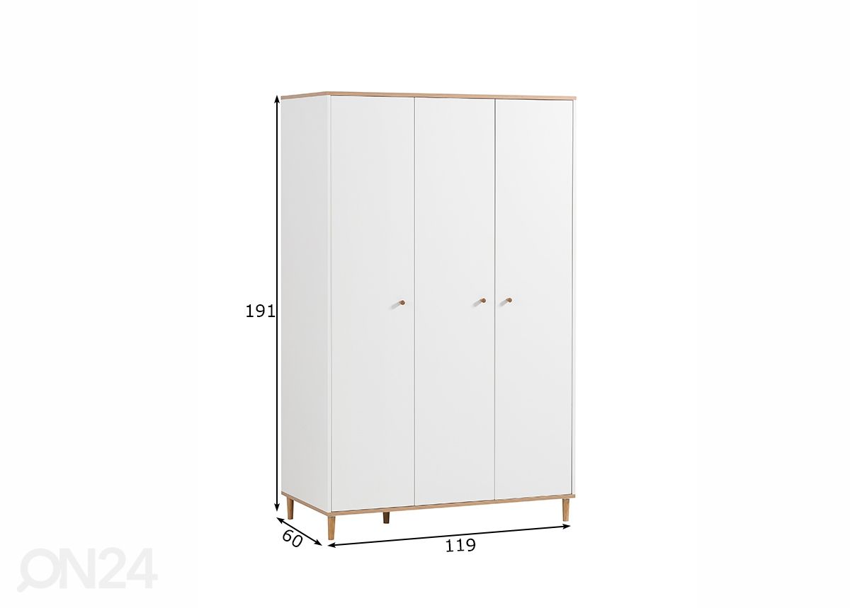 Vaatekaappi Hilda 119 cm kuvasuurennos mitat