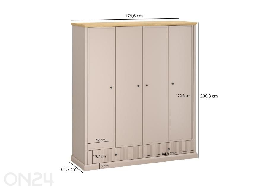 Vaatekaappi Idello 179,6 cm kuvasuurennos mitat
