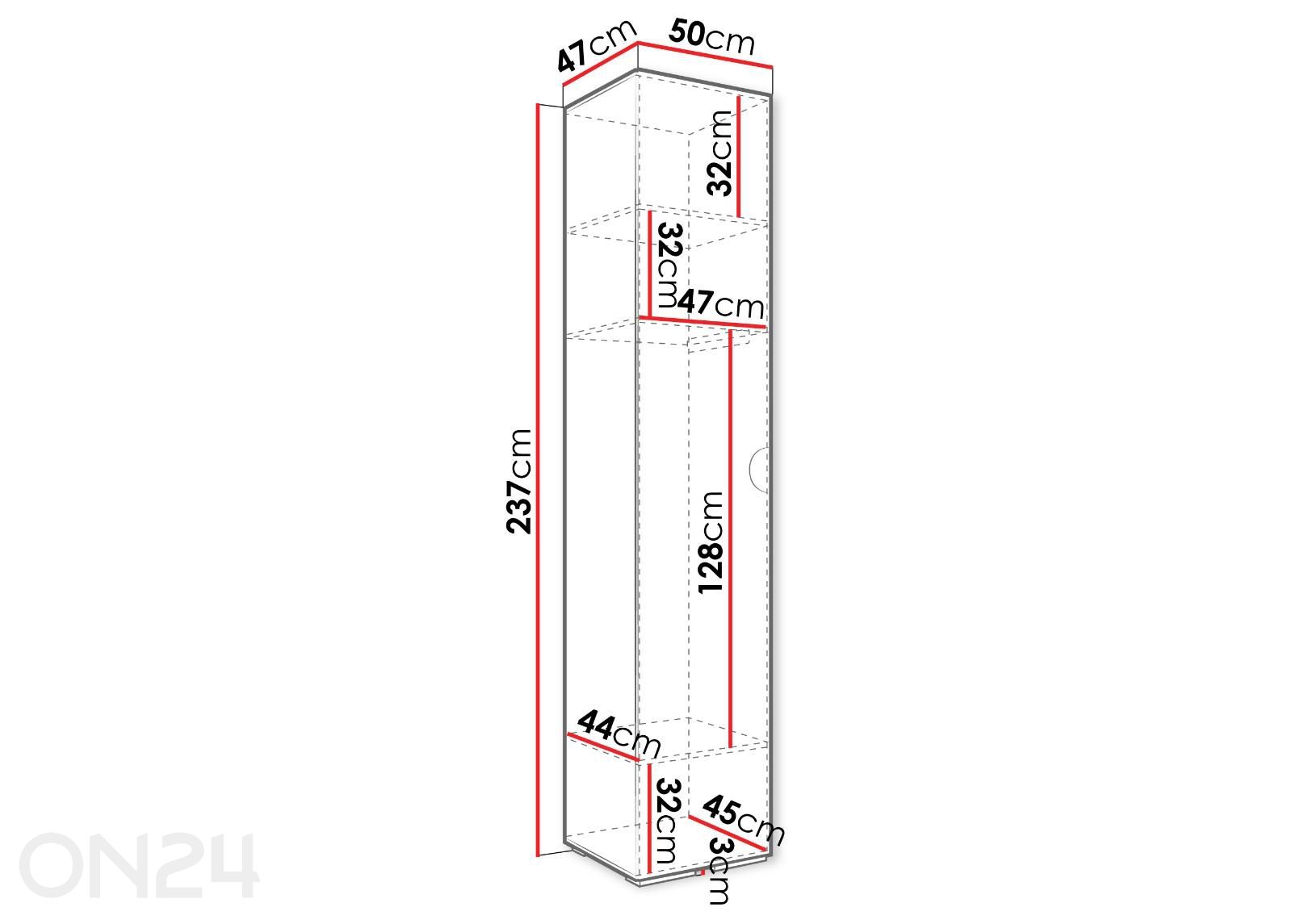 Vaatekaappi Inova 4 50 cm kuvasuurennos mitat