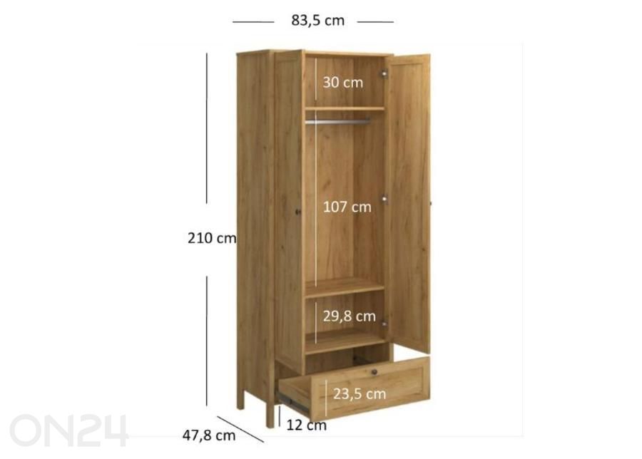 Vaatekaappi Klark 83,5 cm kuvasuurennos mitat
