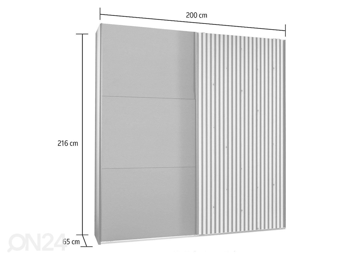 Vaatekaappi liukuovilla Ancona 200 cm kuvasuurennos mitat