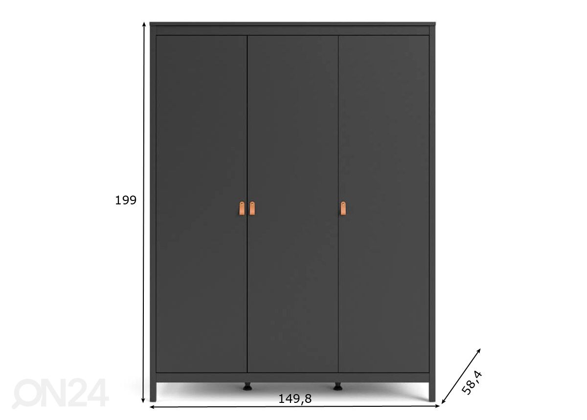 Vaatekaappi Madrid 150 cm kuvasuurennos mitat