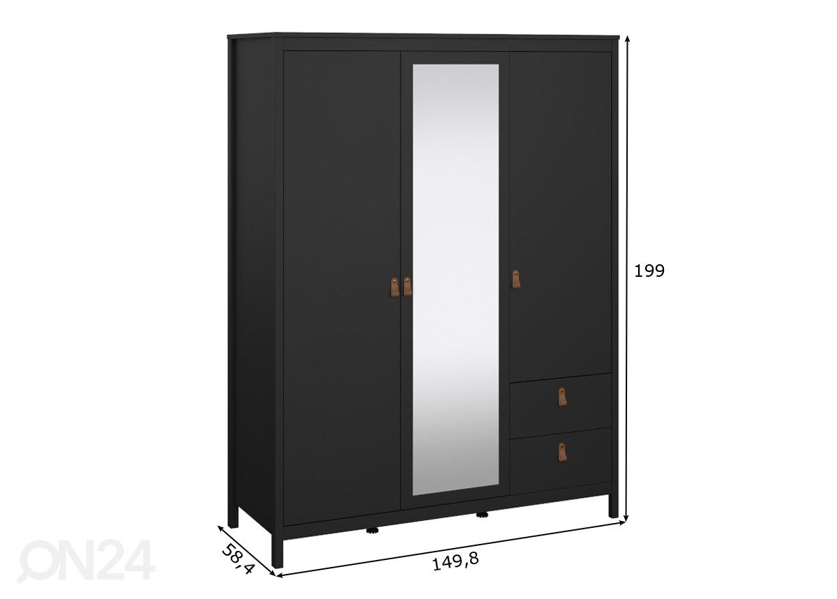 Vaatekaappi Madrid 150 cm kuvasuurennos mitat