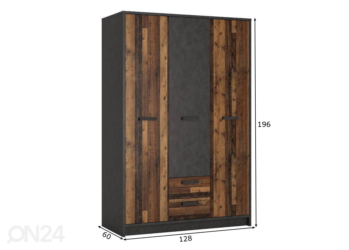 Vaatekaappi Nubi 128 cm kuvasuurennos mitat