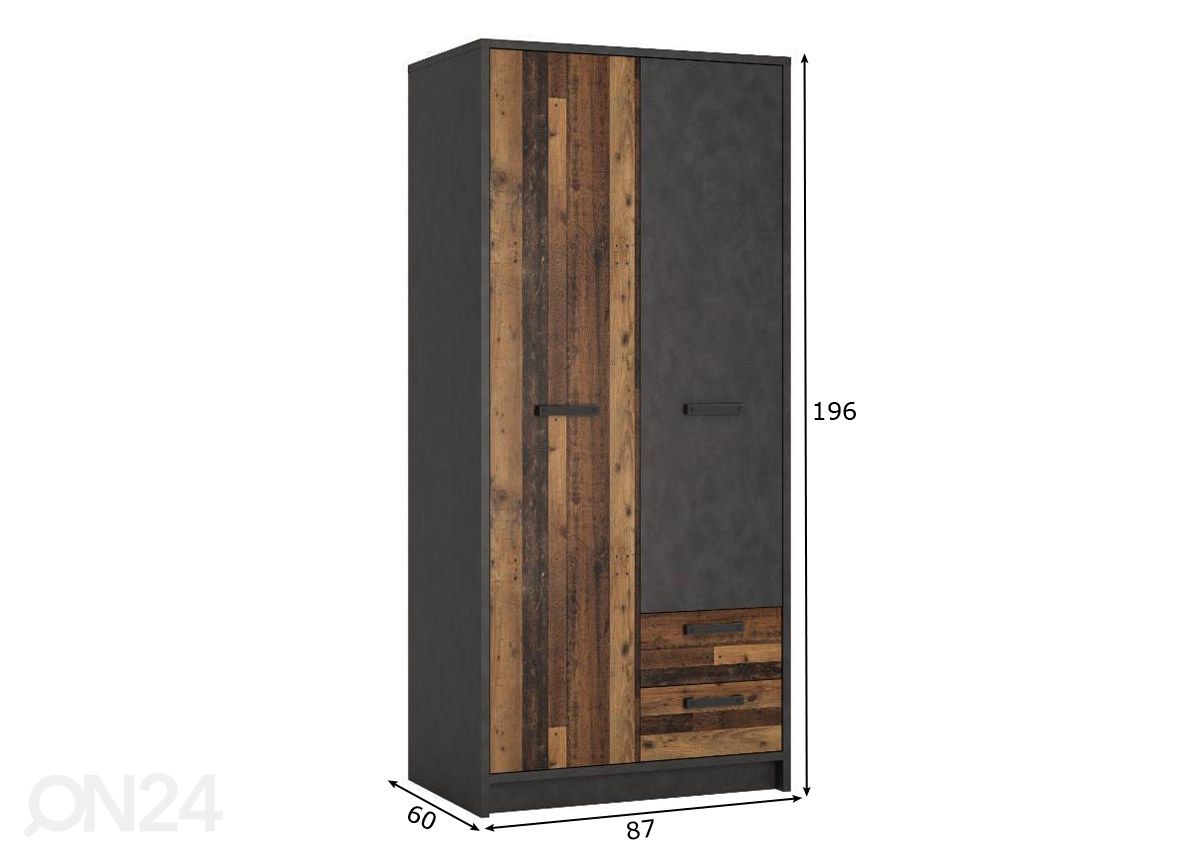 Vaatekaappi Nubi 87 cm kuvasuurennos mitat