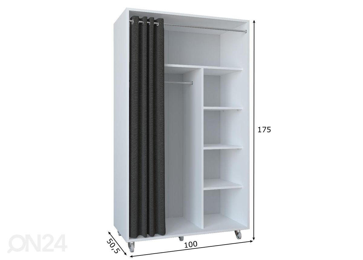 Vaatekaappi Ostila 100 cm kuvasuurennos mitat