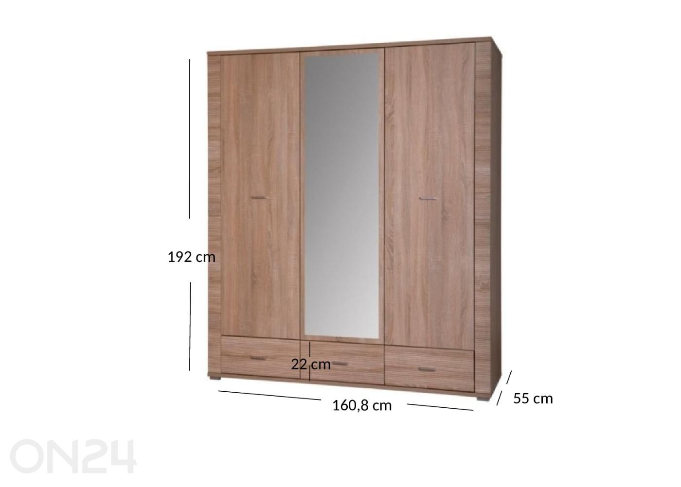 Vaatekaappi peilillä Gress kuvasuurennos mitat