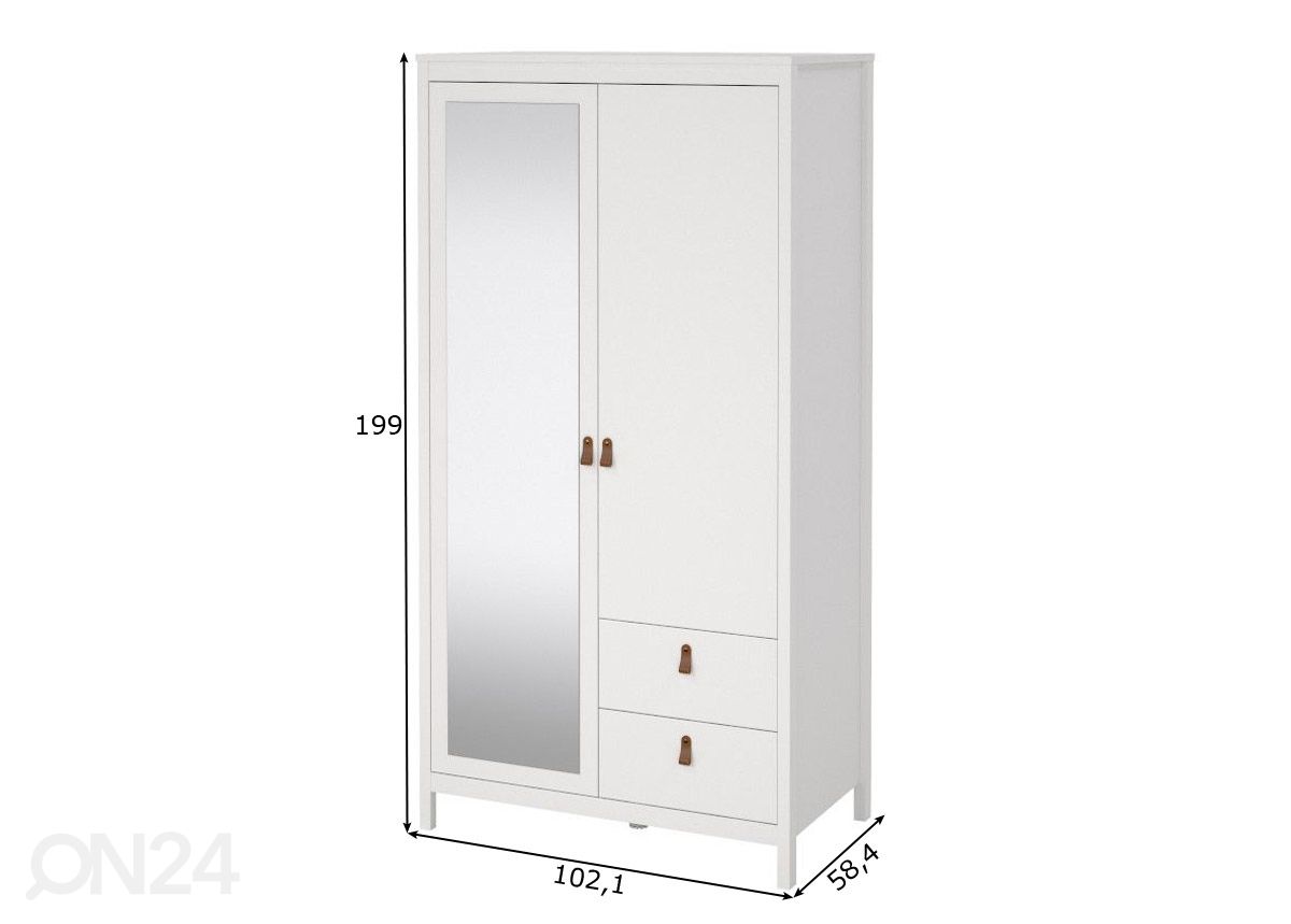 Vaatekaappi peiliovella Madrid 102 cm kuvasuurennos mitat