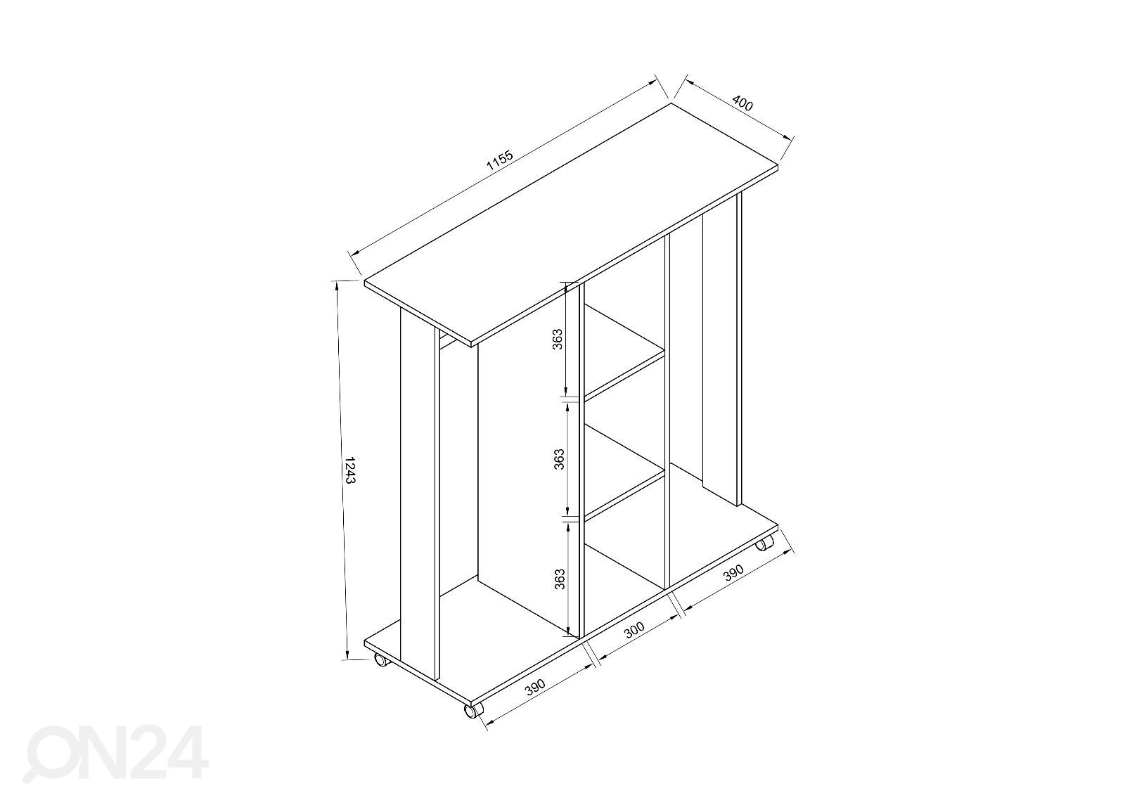 Vaatekaappi Ralosa 116 cm kuvasuurennos mitat
